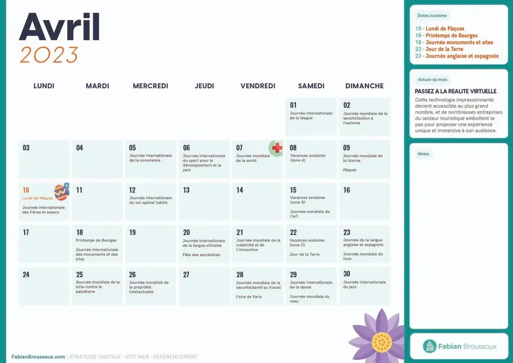 Calendrier social media Avril 2023