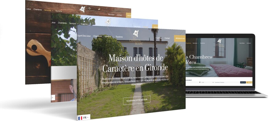 mockup création site internet le camélia blanc